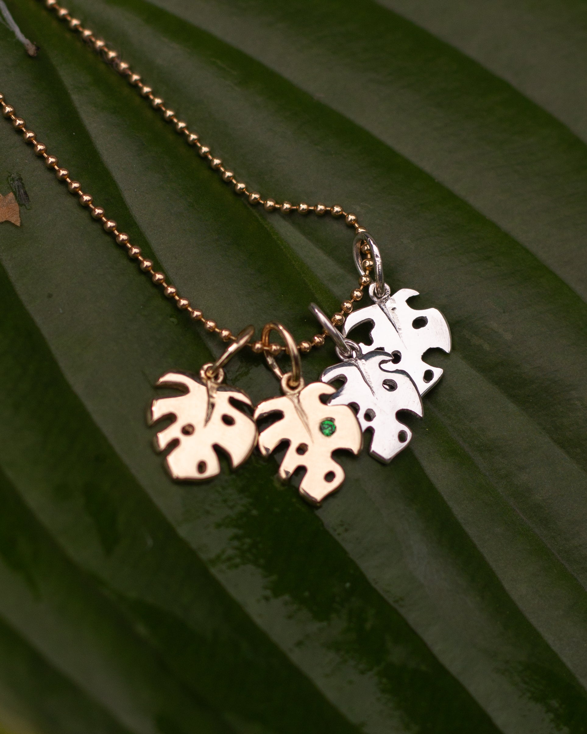 monstera jewelry 14K Monstera Charm