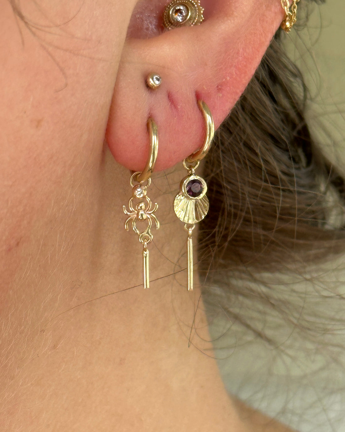 14K Garnet Sunbeam Dangle