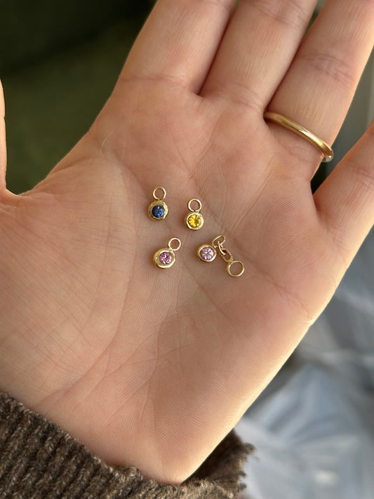 14K Sapphire Hoop Charms
