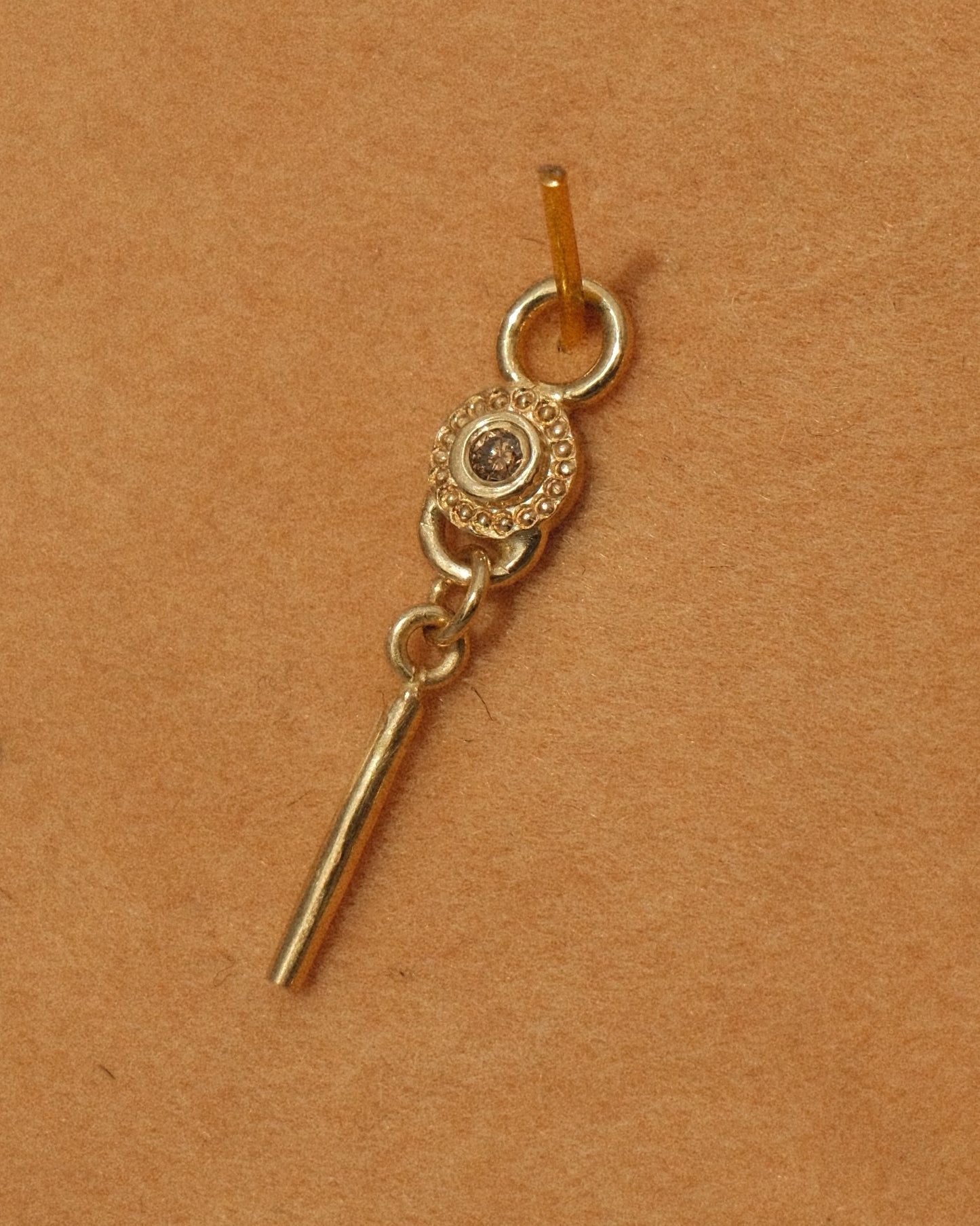 Earring Dangle: 14K Champagne Diamond Bar Dangle
