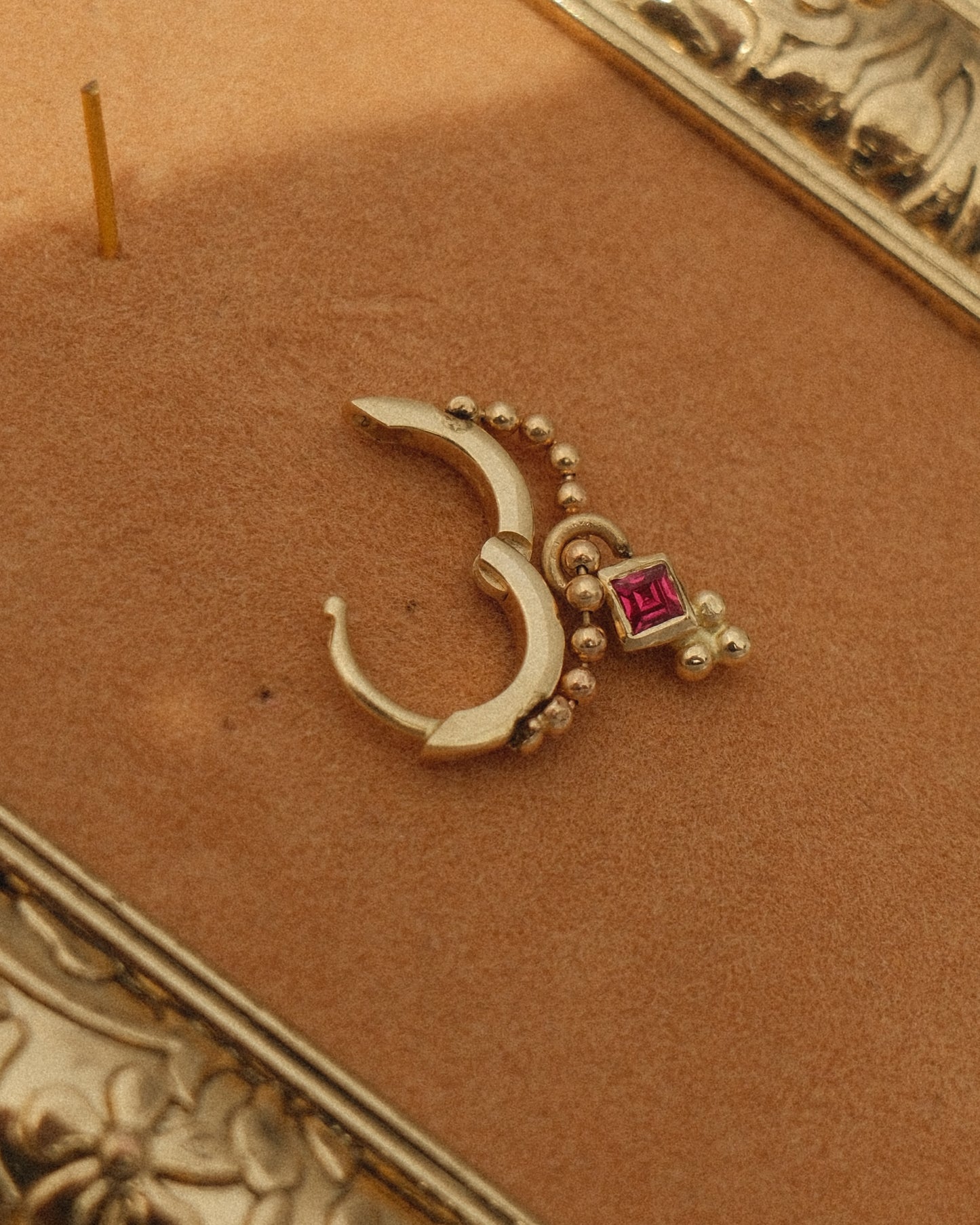 14K Sapphire Huggie