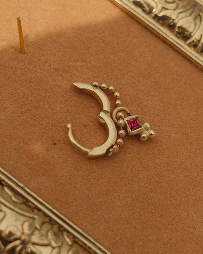 14K Sapphire Huggie