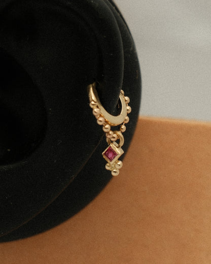 14K Sapphire Huggie