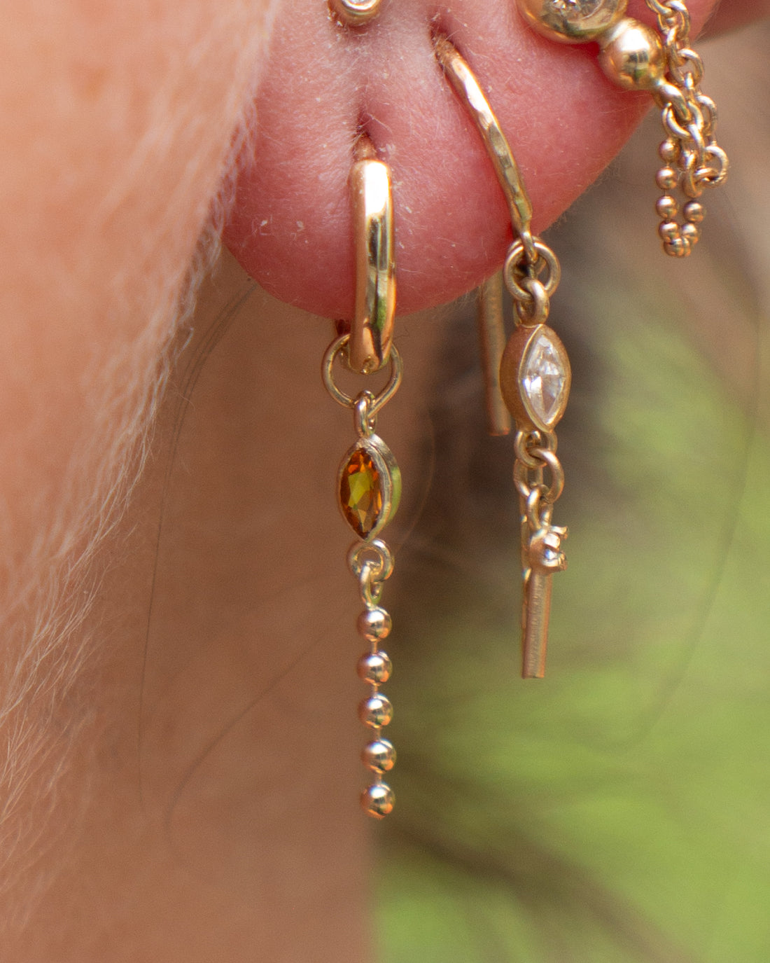 14K Marquise Citrine Ball Chain Dangle
