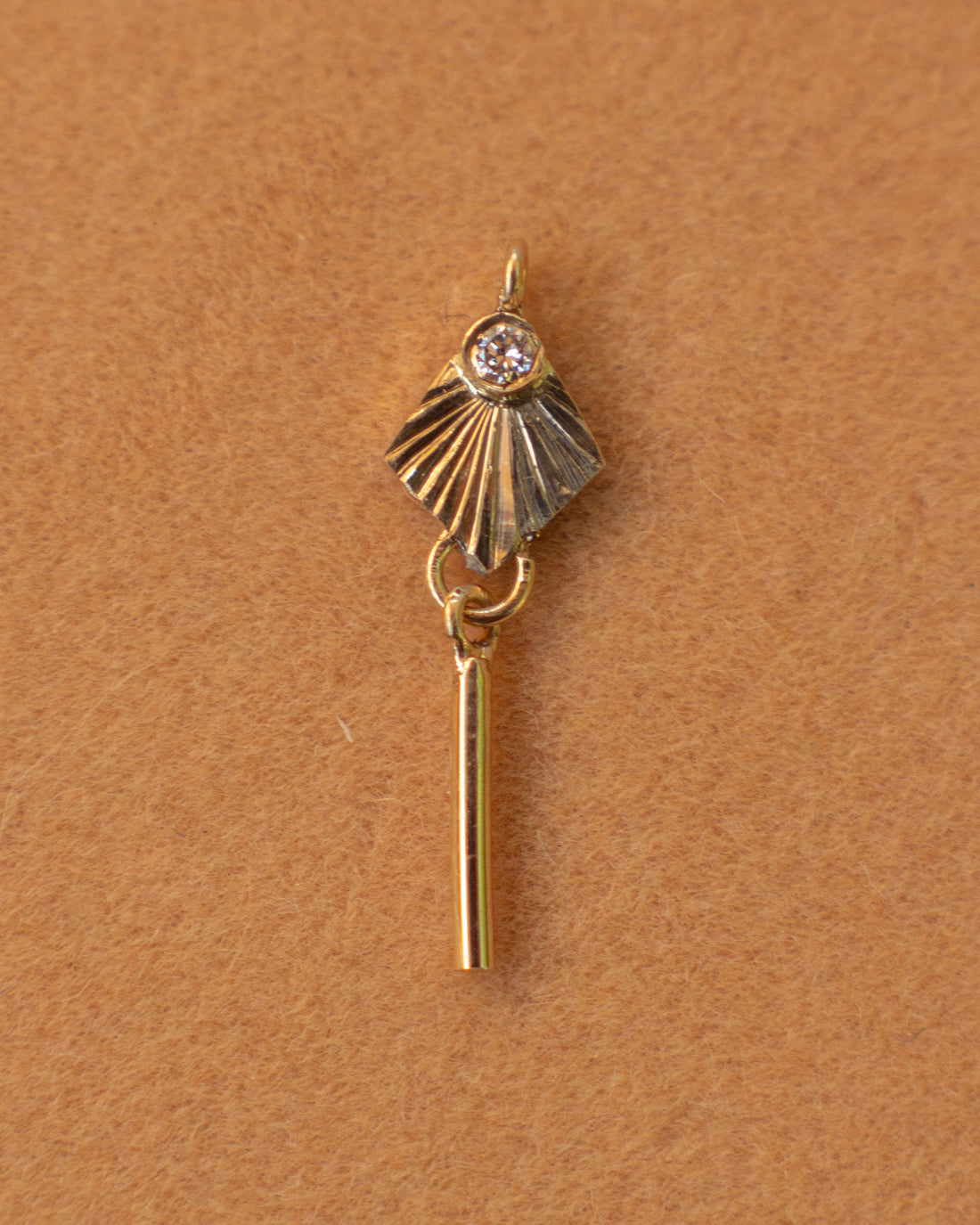 14K Diamond Engraved Dangle