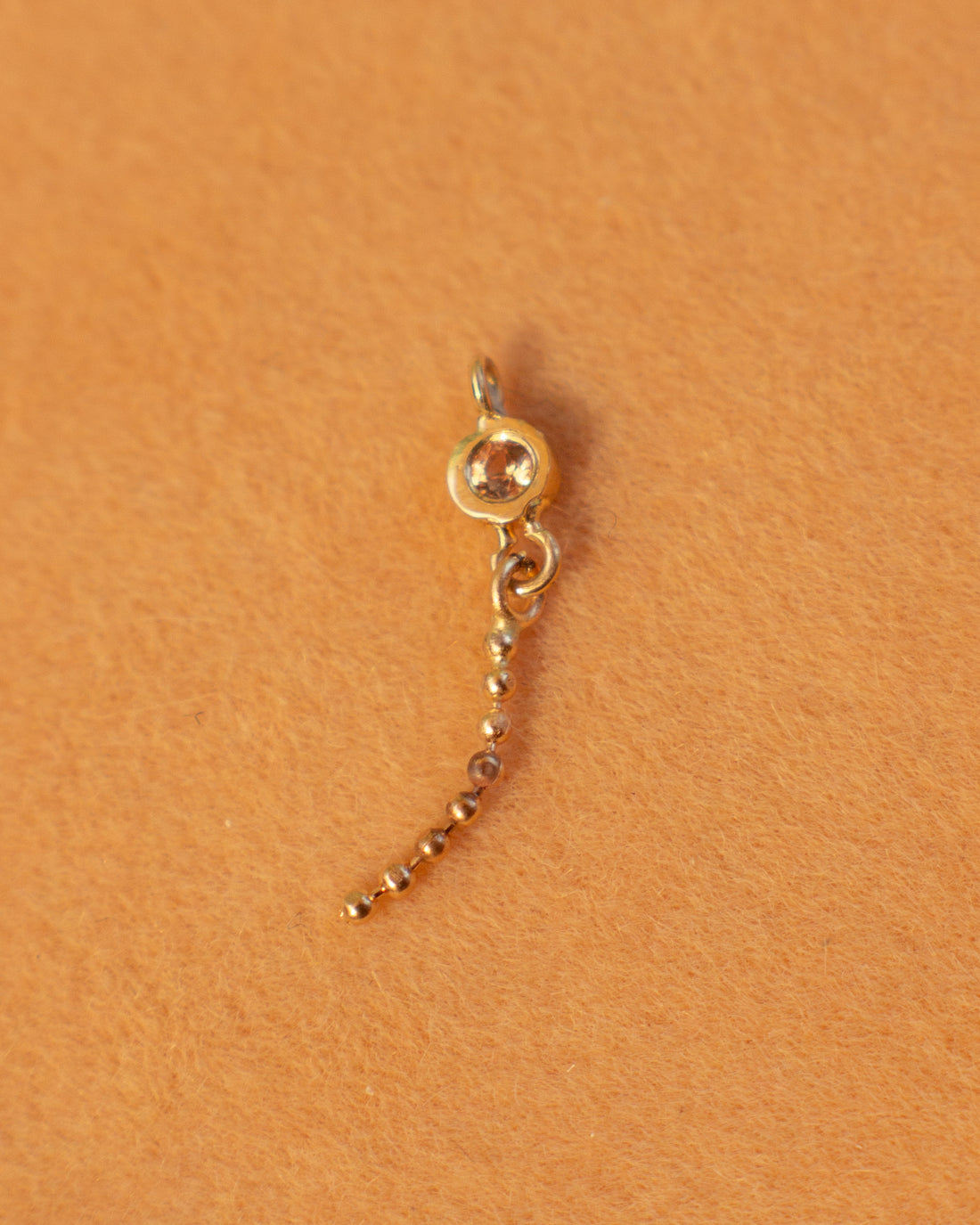 14K Padparadscha Sapphire Teensy Dangle
