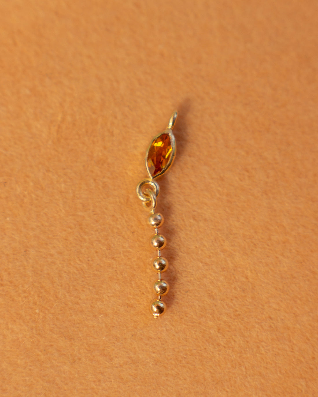 14K Marquise Citrine Ball Chain Dangle