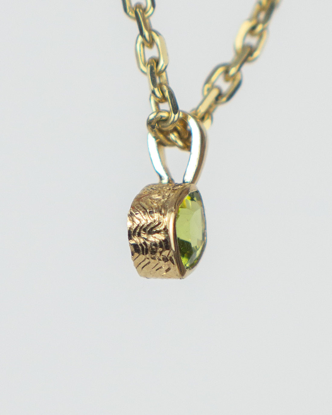 Engraved Cushion Peridot Pendant
