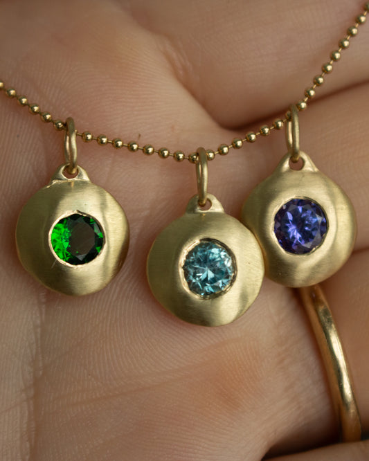 14K Skim Pendant - Choose Your Own Stone