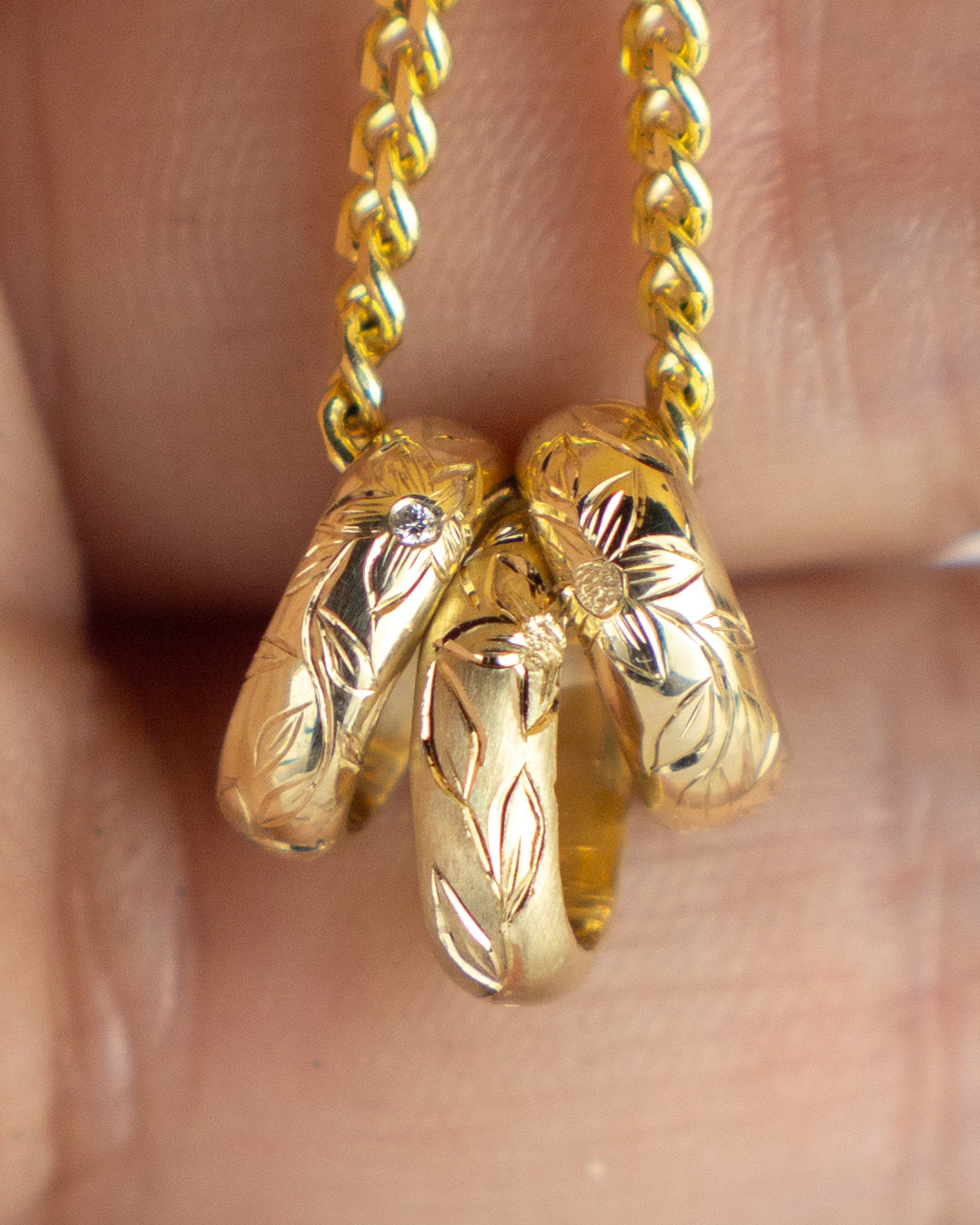 14K Hand Engraved Spacer Bead