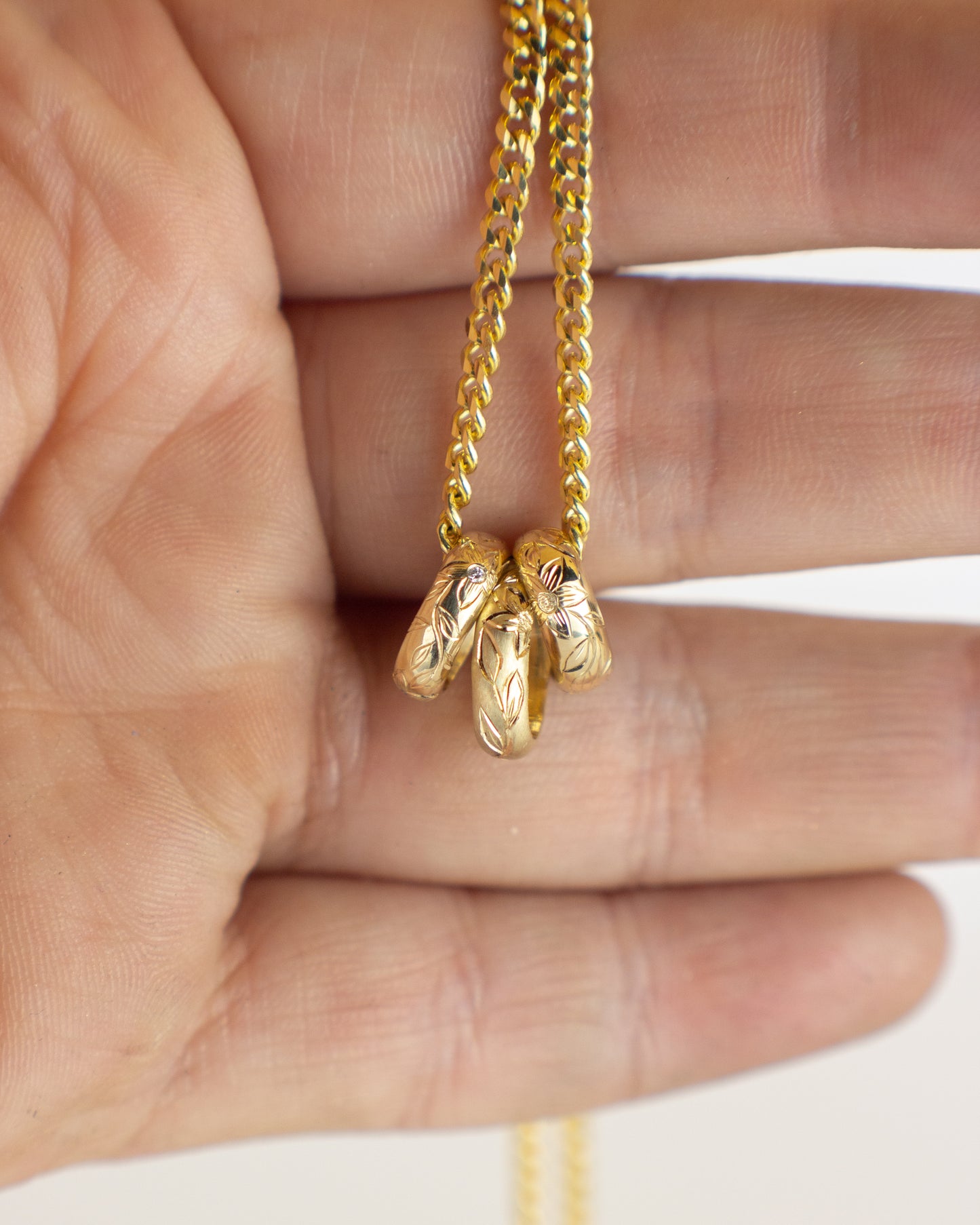 14K Hand Engraved Spacer Bead