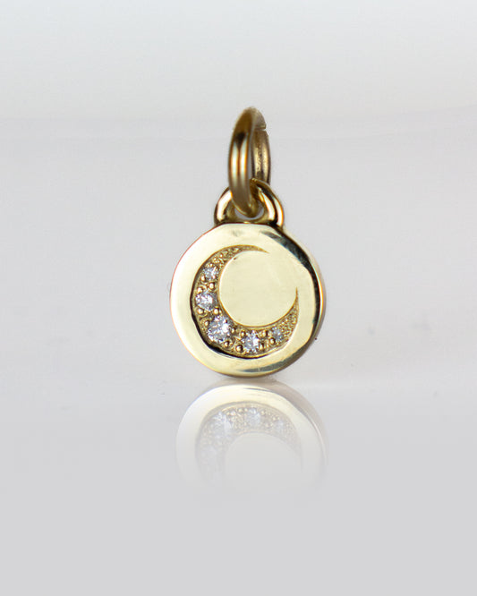14K Pave Moon Charm